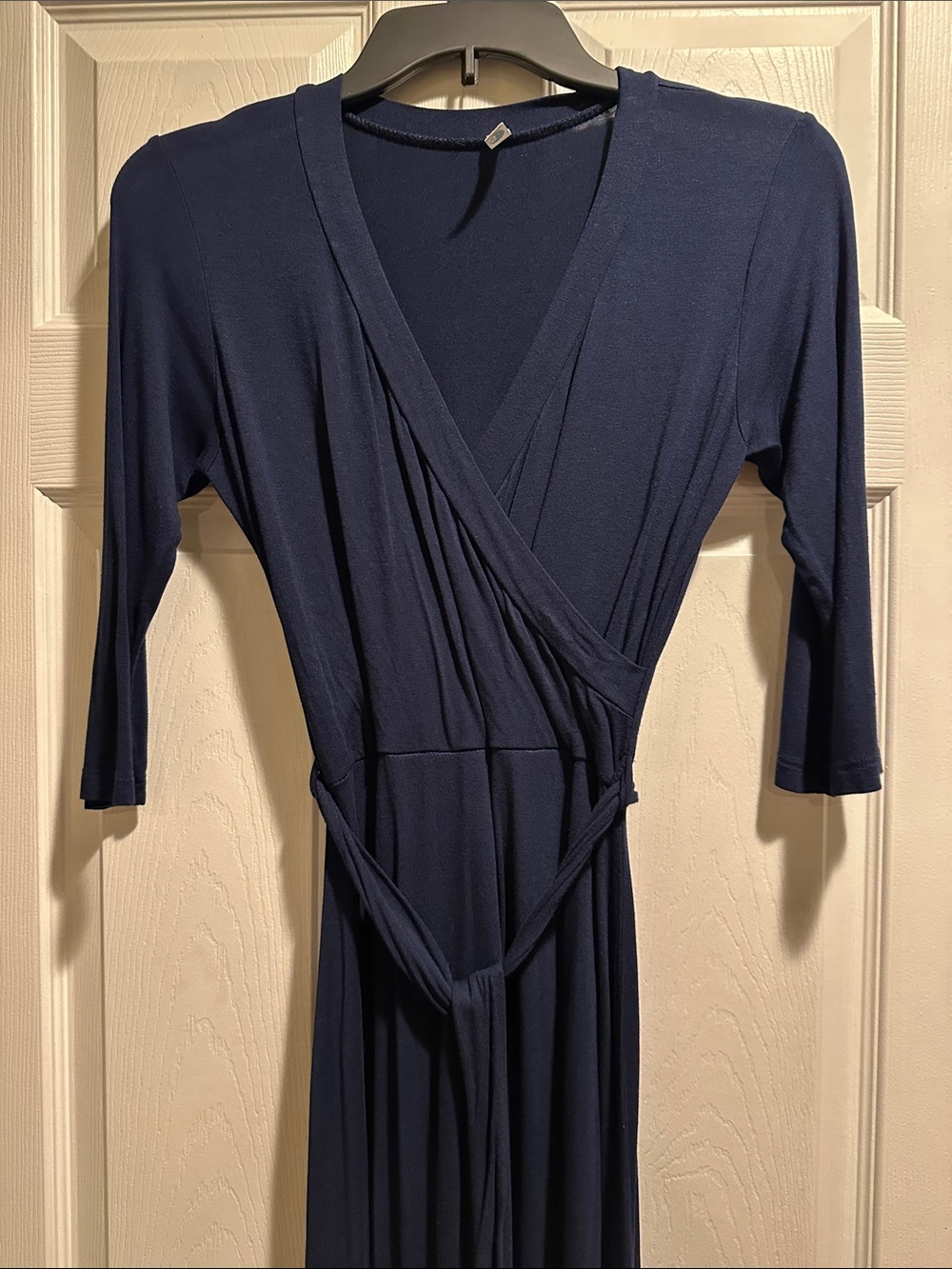 Women's Navy Maxi Wrap Dress - Classic V-Neck